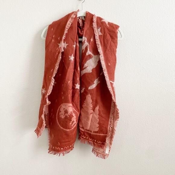 Madewell Starscape Red Fringe Scarf - Picture 2 of 6